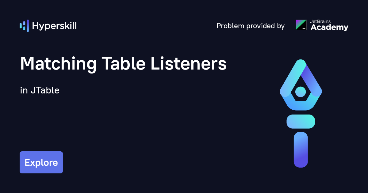 Matching Table Listeners · JTable · Hyperskill