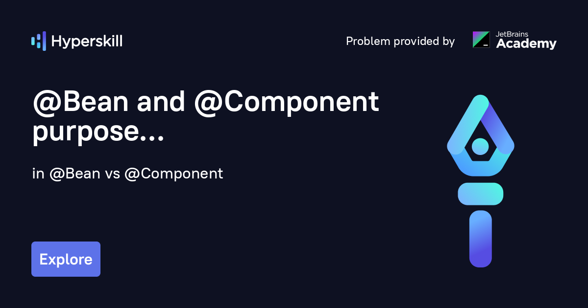 Bean and Component purpose · Bean vs Component · Hyperskill