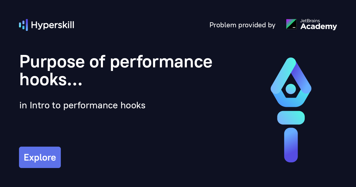 Purpose of performance hooks · Intro to performance hooks · Hyperskill